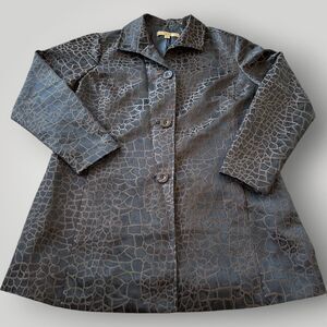 Niotto Jacket Women's L Brown Black Lined Jacquard Animal Print Pockets